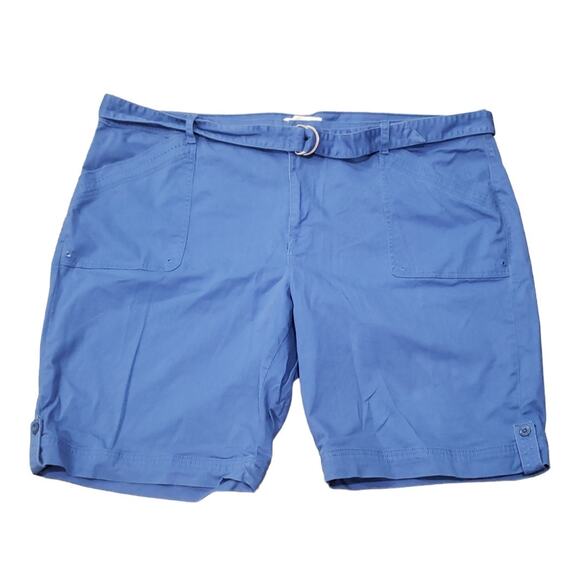 Gloria Vanderbilt Khaki Unltd. Blue Shorts w. Belt | Size 24W - Picture 1 of 7